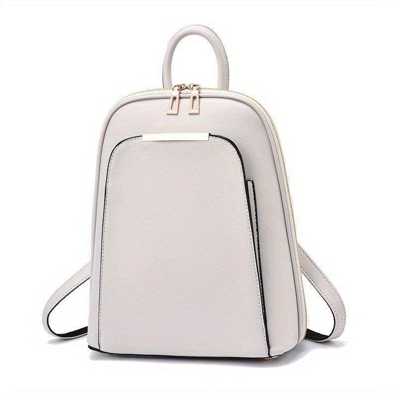 Women's Small Faux Leather Backpack Zipper Closure