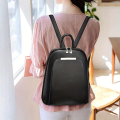 Women's Small Faux Leather Backpack Zipper Closure