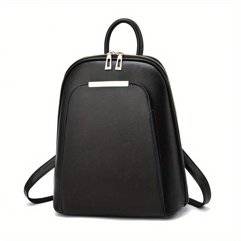 Women's Small Faux Leather Backpack Zipper Closure
