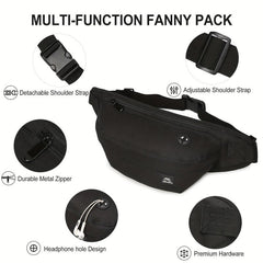 Messenger Bag With Earphone Hole Men's Women's Single Shoulder Crossbody Bag