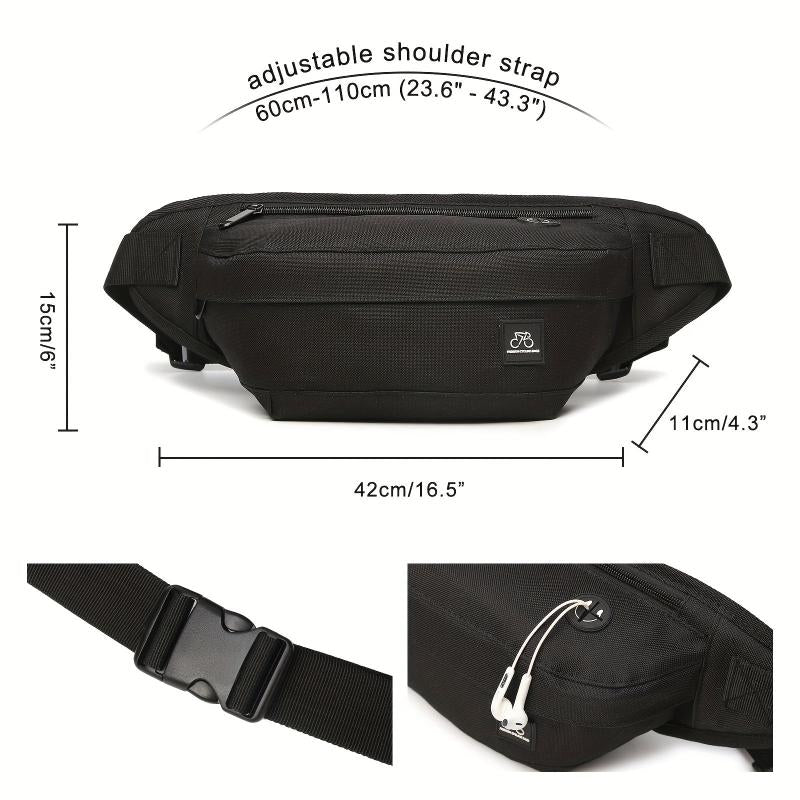 Messenger Bag With Earphone Hole Men's Women's Single Shoulder Crossbody Bag