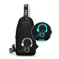 Men's Cartoon Luminous Chest Bag Shoulder Bag Waist Bag