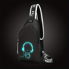 Men's Cartoon Luminous Chest Bag Shoulder Bag Waist Bag