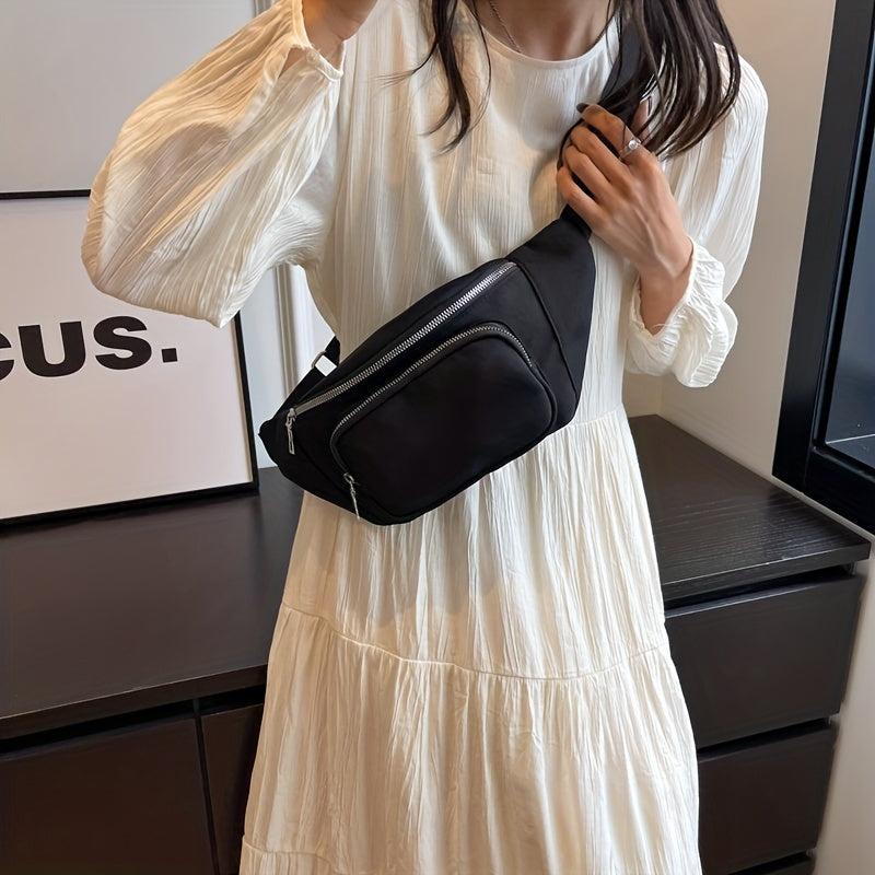 Large Capacity Waist Bag Chest Bag Zipper Crossbody Bag for Travel Daily Use