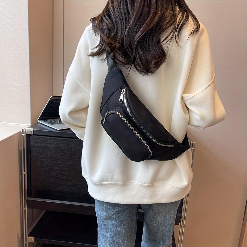 Large Capacity Waist Bag Chest Bag Zipper Crossbody Bag for Travel Daily Use