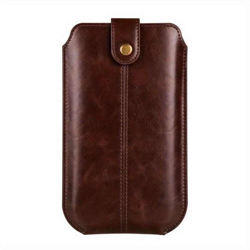 Men's PU Leather Waist Bag Mobile Phone Bag Outdoor Sports Hanging Waist Bag