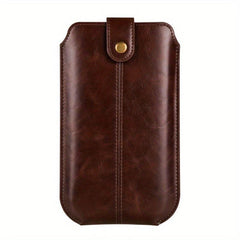 Men's PU Leather Waist Bag Mobile Phone Bag Outdoor Sports Hanging Waist Bag