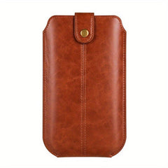 Men's PU Leather Waist Bag Mobile Phone Bag Outdoor Sports Hanging Waist Bag