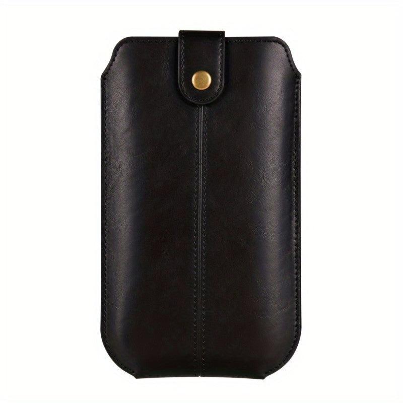 Men's PU Leather Waist Bag Mobile Phone Bag Outdoor Sports Hanging Waist Bag