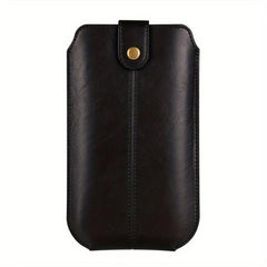 Men's PU Leather Waist Bag Mobile Phone Bag Outdoor Sports Hanging Waist Bag