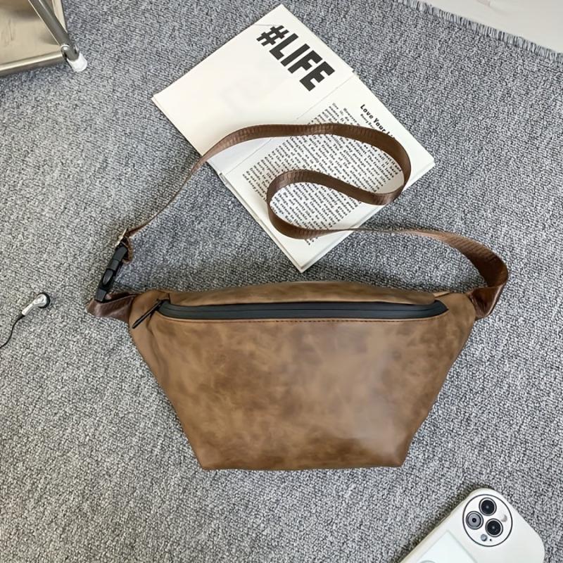 Men's Leather Crossbody Bag Vintage Fanny Pack