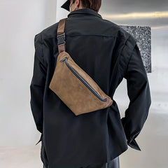 Men's Leather Crossbody Bag Vintage Fanny Pack