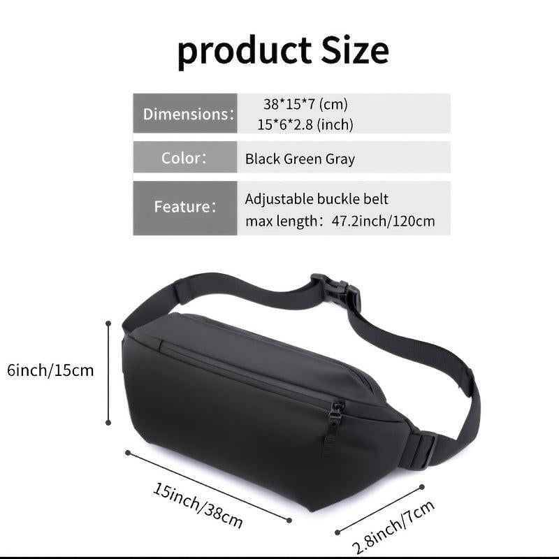 Men's Waterproof Nylon Chest Bag Crossbody Fanny Pack