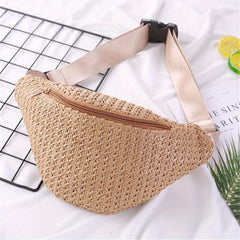 Summer Woven Mini Waist Bag Straw Woven Bag