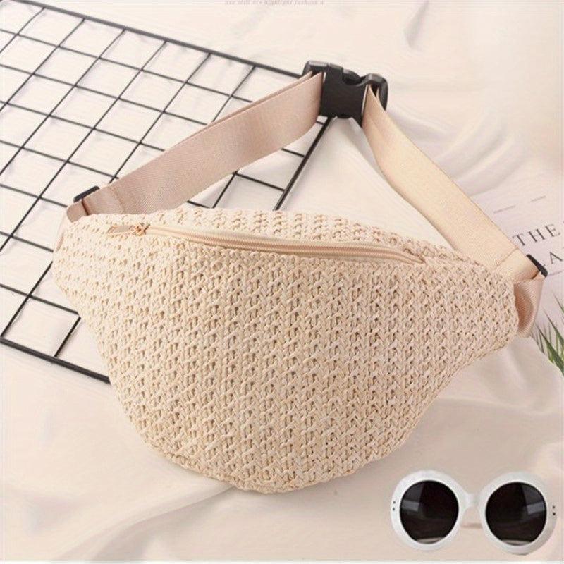 Summer Woven Mini Waist Bag Straw Woven Bag