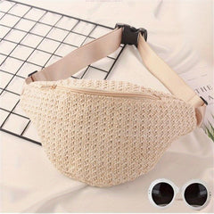 Summer Woven Mini Waist Bag Straw Woven Bag