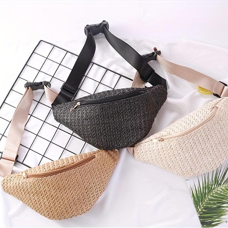 Summer Woven Mini Waist Bag Straw Woven Bag