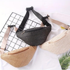 Summer Woven Mini Waist Bag Straw Woven Bag