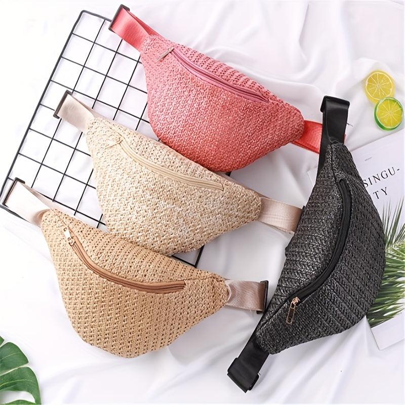 Summer Woven Mini Waist Bag Straw Woven Bag