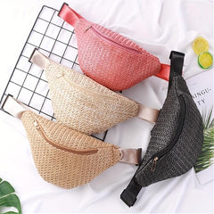 Summer Woven Mini Waist Bag Straw Woven Bag