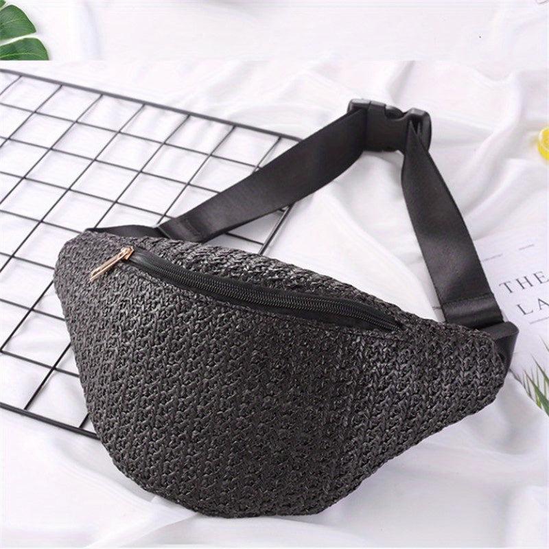 Summer Woven Mini Waist Bag Straw Woven Bag