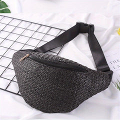 Summer Woven Mini Waist Bag Straw Woven Bag