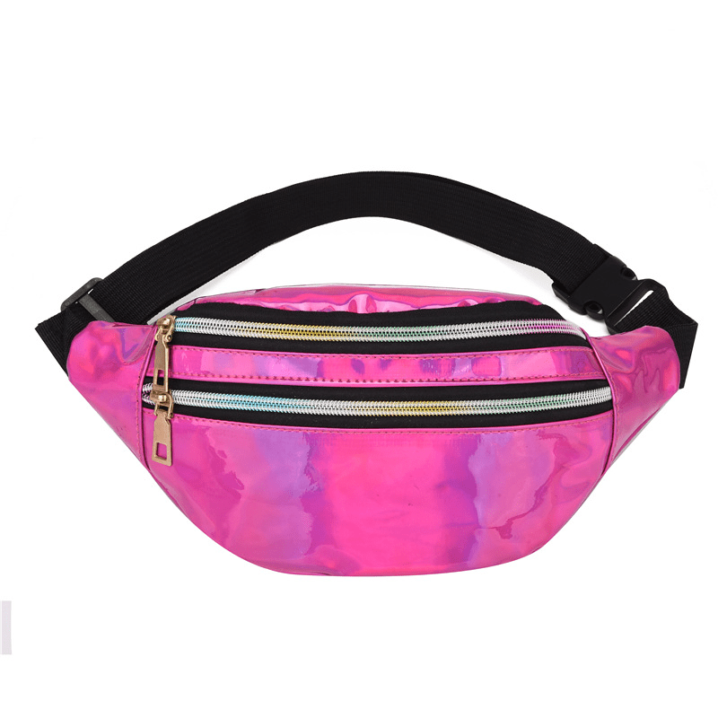 Casual Laser Waist Bag PU Leather Waist Bag Crossbody Bag