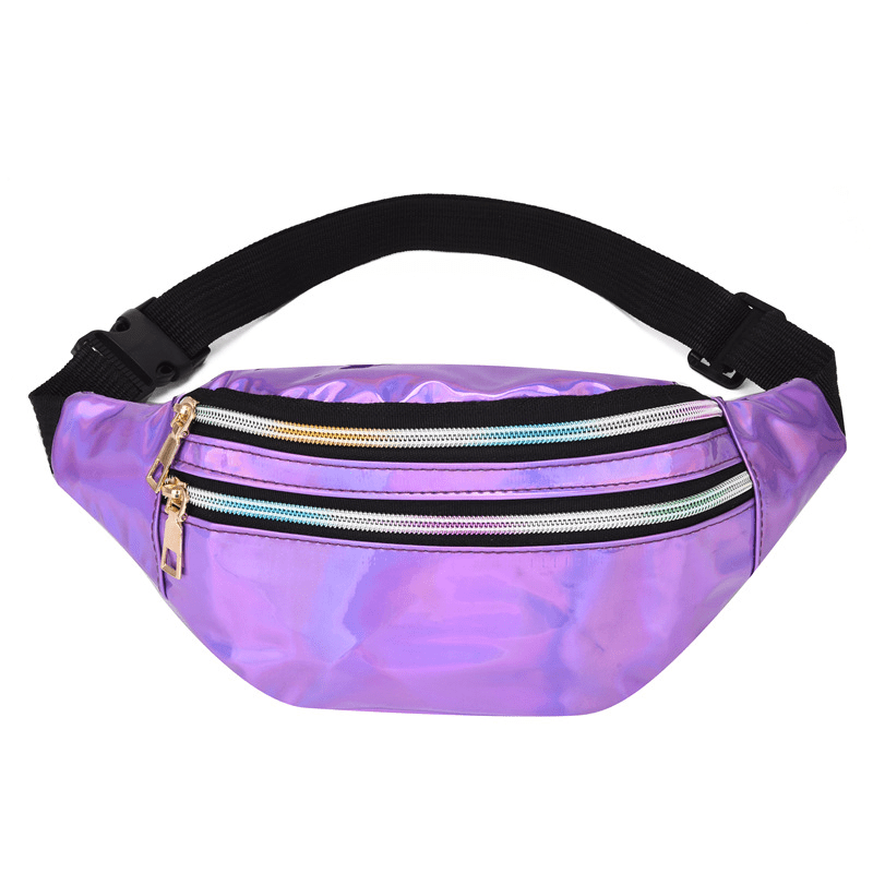 Casual Laser Waist Bag PU Leather Waist Bag Crossbody Bag