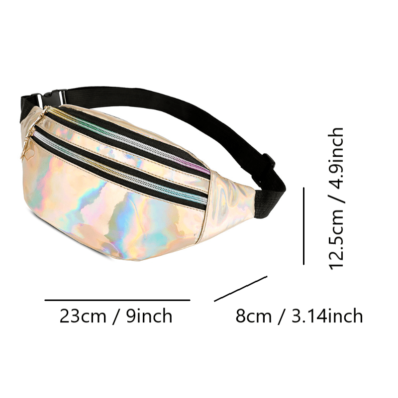Casual Laser Waist Bag PU Leather Waist Bag Crossbody Bag