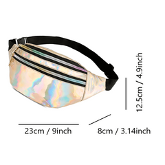 Casual Laser Waist Bag PU Leather Waist Bag Crossbody Bag
