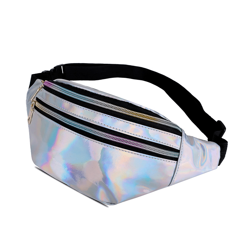 Casual Laser Waist Bag PU Leather Waist Bag Crossbody Bag