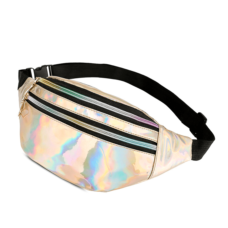 Casual Laser Waist Bag PU Leather Waist Bag Crossbody Bag