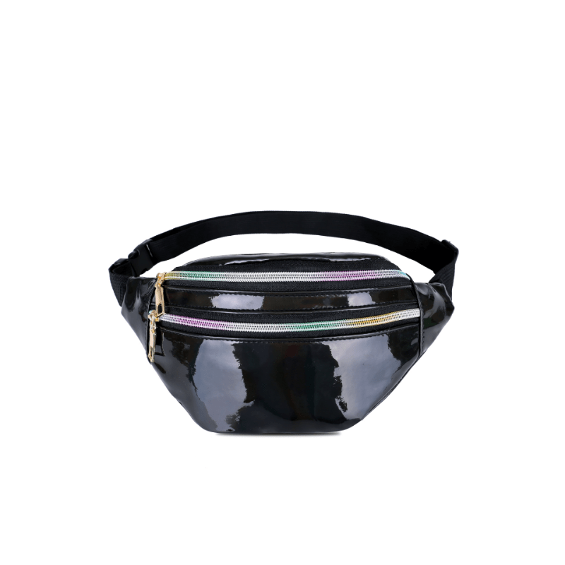 Casual Laser Waist Bag PU Leather Waist Bag Crossbody Bag
