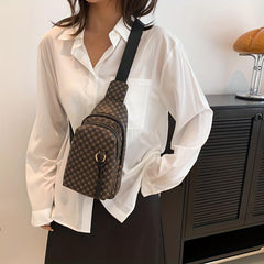Casual PU Leather Zipper Chest Front Bag Waist Bag