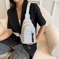 Casual PU Leather Zipper Chest Front Bag Waist Bag