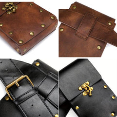 Steampunk Waist Bag Vintage Gothic PU Leather Mobile Phone Bag