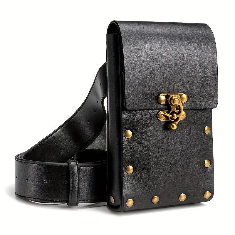 Steampunk Waist Bag Vintage Gothic PU Leather Mobile Phone Bag
