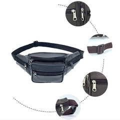 Men's Waist Bag Outdoor Sports Chest Crossbody Bag PU Leather Waist Bag