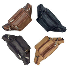 Men's Waist Bag Outdoor Sports Chest Crossbody Bag PU Leather Waist Bag