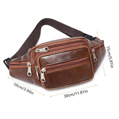 Men's Waist Bag Outdoor Sports Chest Crossbody Bag PU Leather Waist Bag