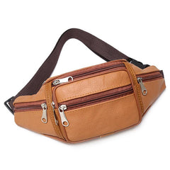 Men's Waist Bag Outdoor Sports Chest Crossbody Bag PU Leather Waist Bag
