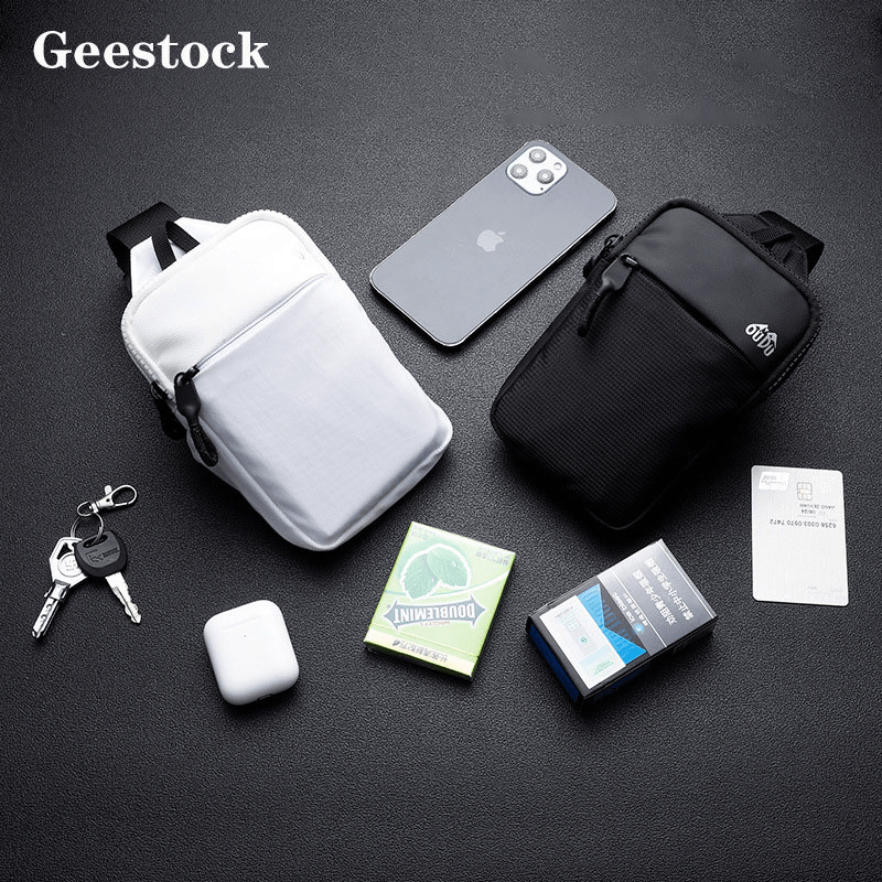 Geestock Solid Chest Bag Men Women Single Shoulder Bag Crossbody Nylon Mini Bag