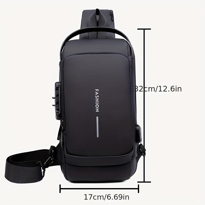 Men's Nylon Crossbody Bag USB Charging Waterproof Anti-theft Messenger
