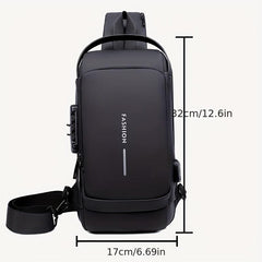 Men's Nylon Crossbody Bag USB Charging Waterproof Anti-theft Messenger