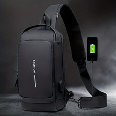 Men's Nylon Crossbody Bag USB Charging Waterproof Anti-theft Messenger