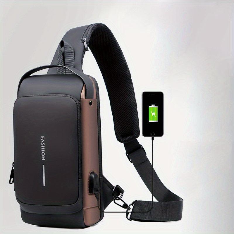 Men's Nylon Crossbody Bag USB Charging Waterproof Anti-theft Messenger