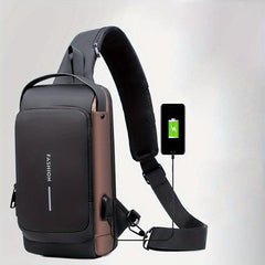 Men's Nylon Crossbody Bag USB Charging Waterproof Anti-theft Messenger