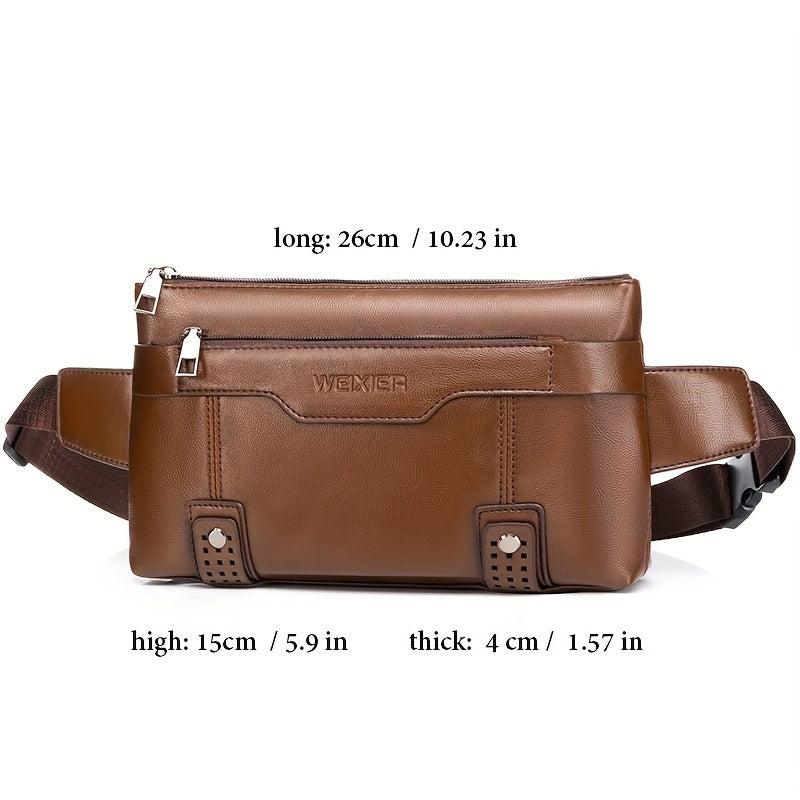 Men's PU Leather Waterproof Waist Bag Outdoor Mobile Phone Bag