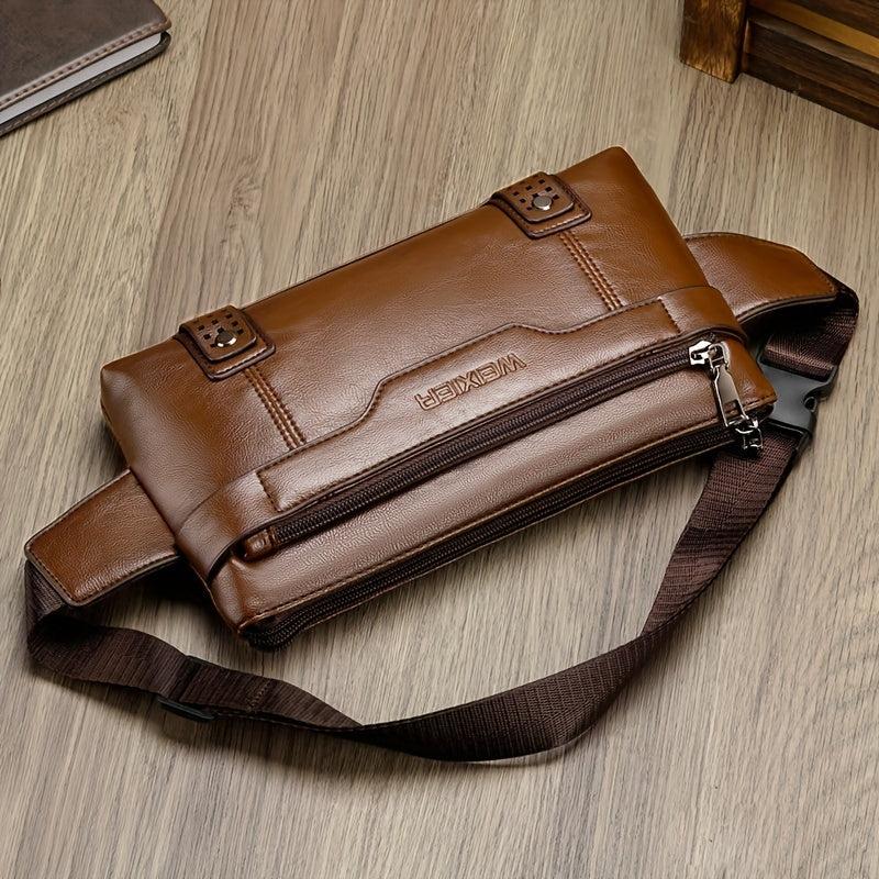 Men's PU Leather Waterproof Waist Bag Outdoor Mobile Phone Bag