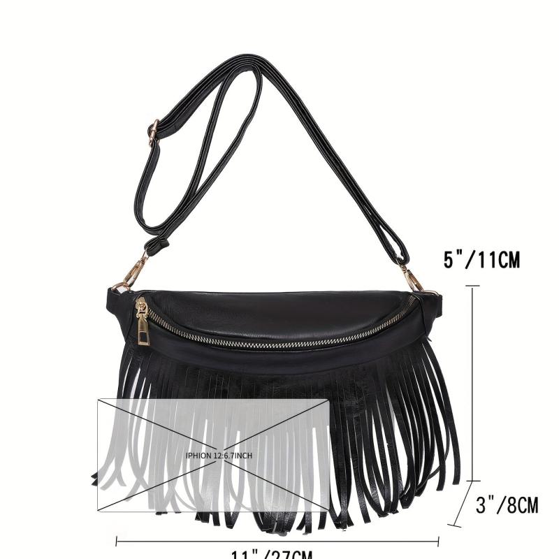 PU Shoulder Bag Tassel Bag Casual Shoulder Bag